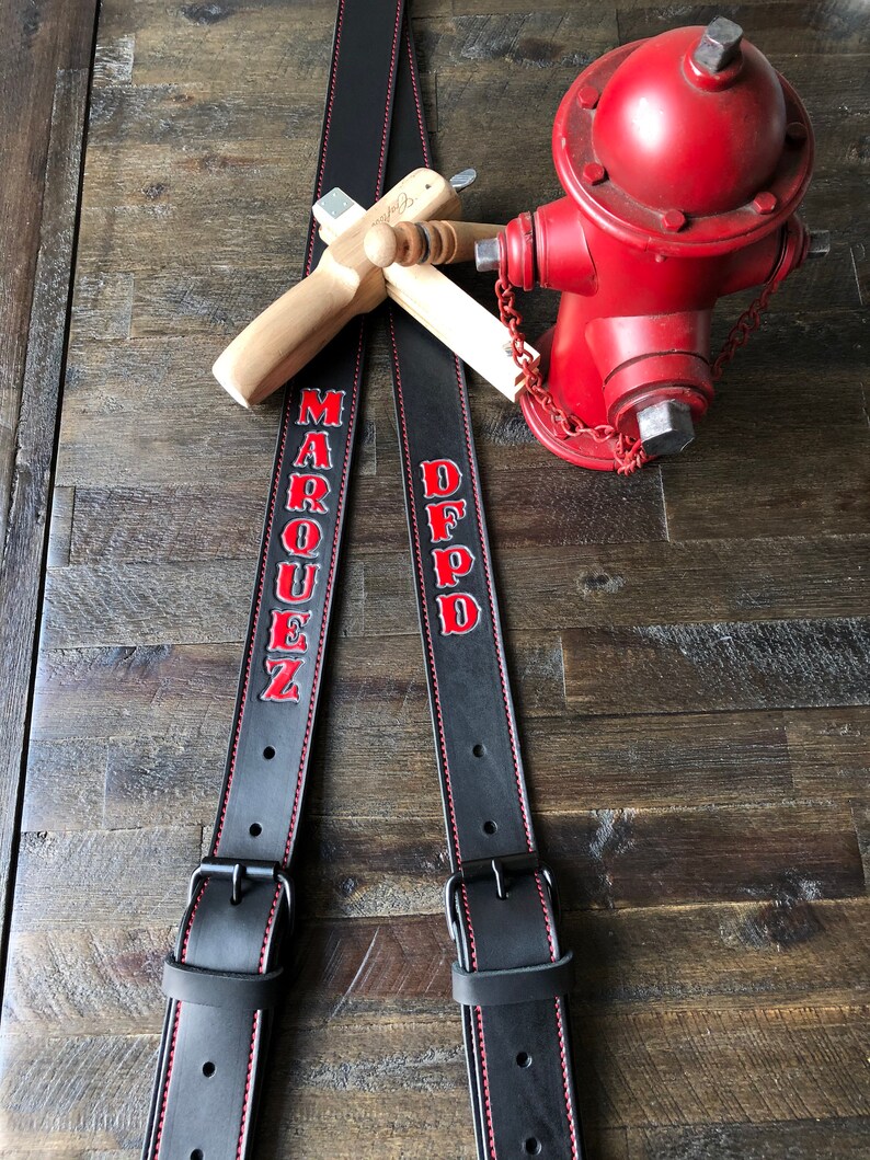 Custom Firefighter Leather Suspenders | Etsy