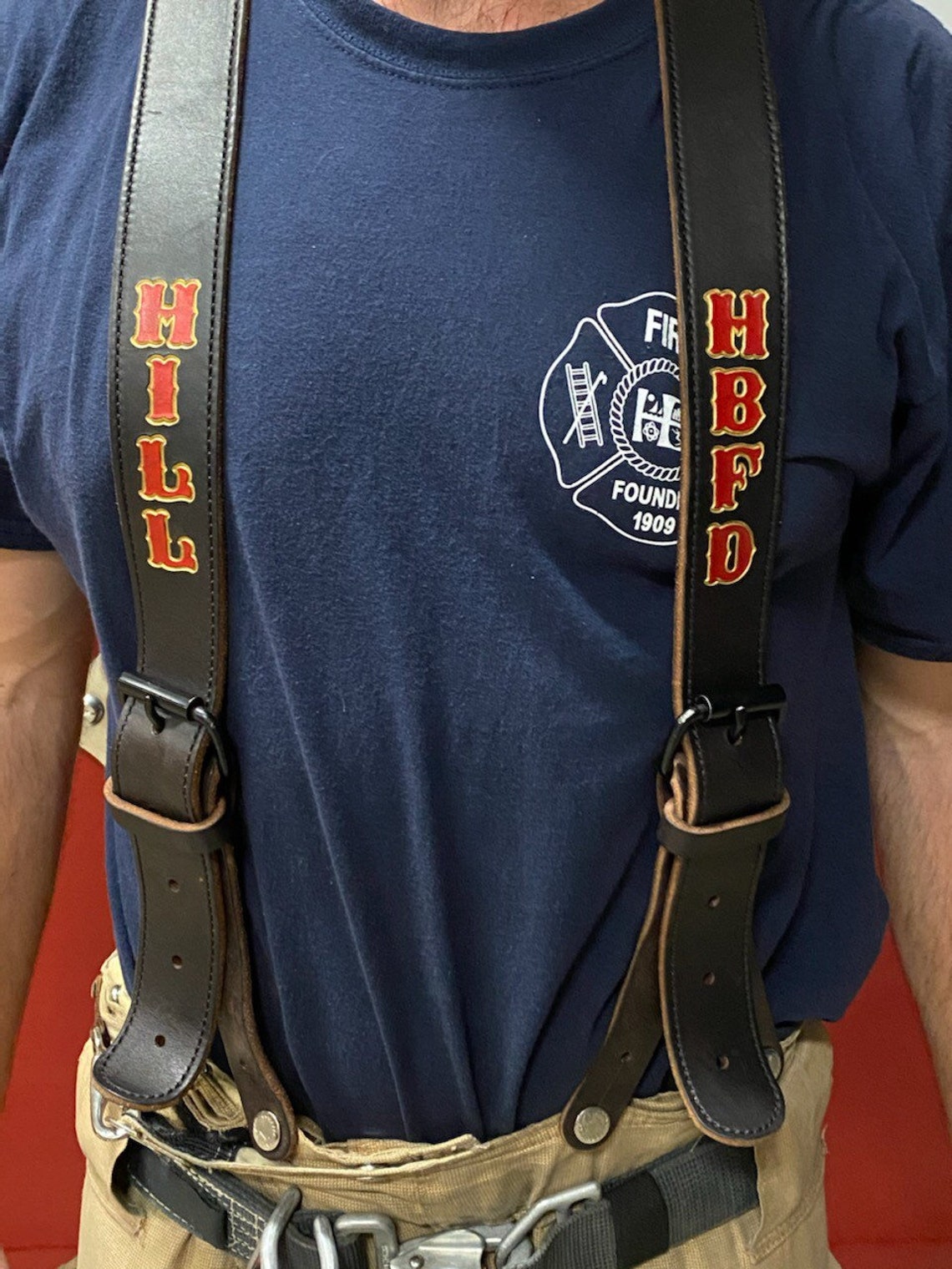 Firefighter Leather Suspenders | Etsy
