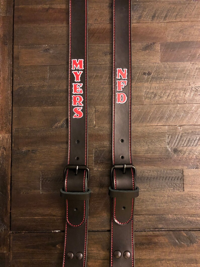 Personalized Leather Firefighter Suspenders | Etsy