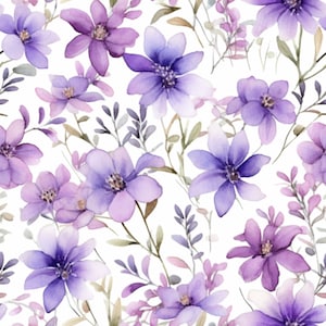 Digital Download - Seamless pattern; purple floral pattern