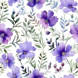 Digital Download - Seamless pattern; purple floral pattern