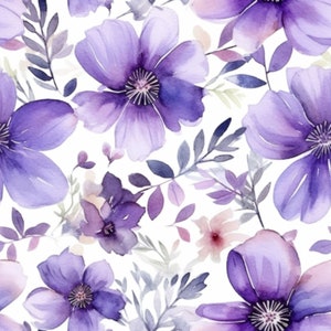 Digital Download - Seamless pattern; Purple Floral