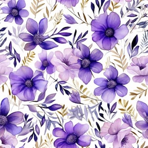 Digital Download - Seamless pattern; purple floral pattern