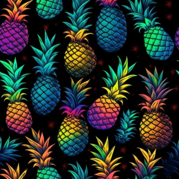 Digital Download - Seamless pattern; neon pineapple pattern