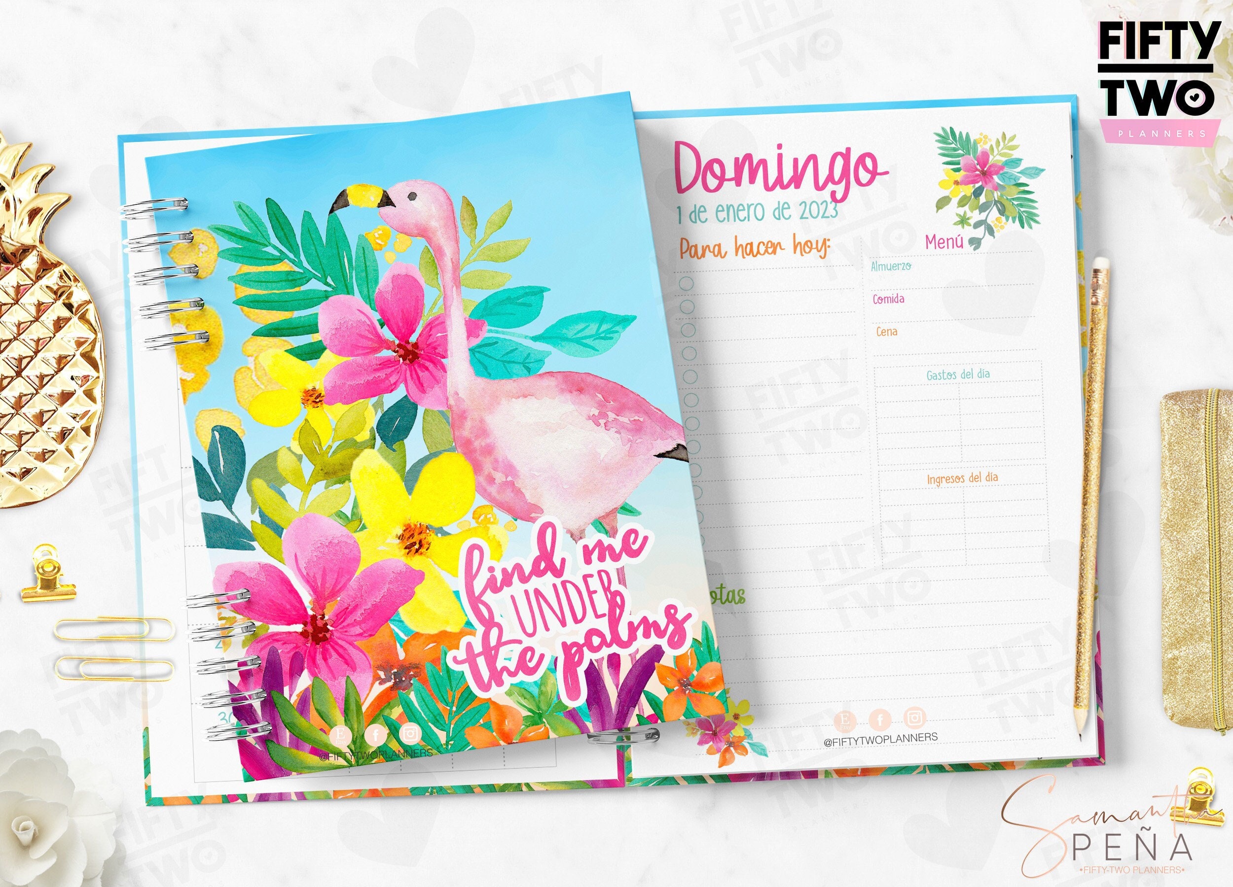AGENDA 2023 PRINTABLE Half Letter / Tropical Agenda Flamingo / Etsy