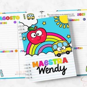 Agenda Colorida Para Maestra 2025 2026 / agenda imprimible media carta / regreso a clases / agenda escolar