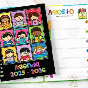 Agenda de maestra arcoíris 2025 - 2026 / Media carta / imprimible /  agenda de maestra / organizador escolar / regreso a clases /