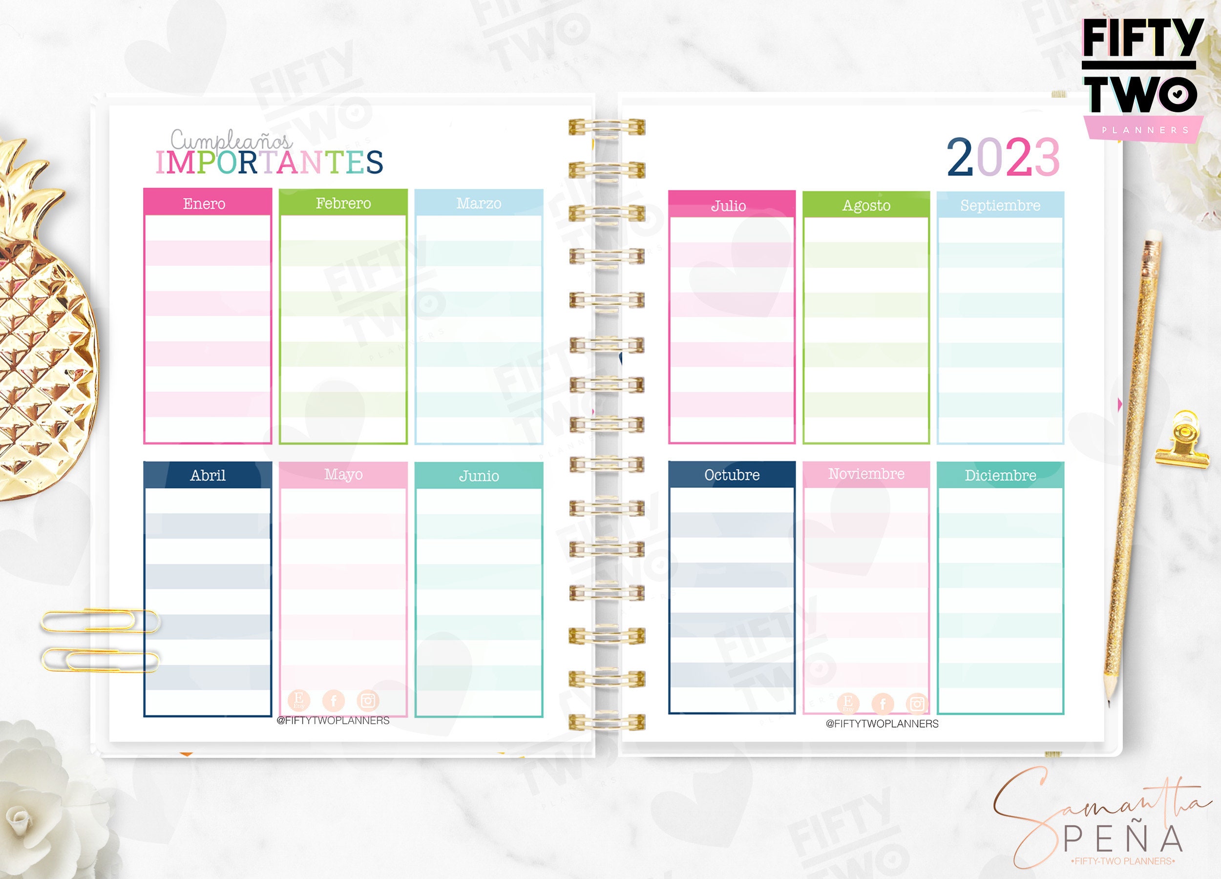 AGENDA COLORIDA IMPRIMIBLE 2023 / Planificador / Inserciones Etsy España