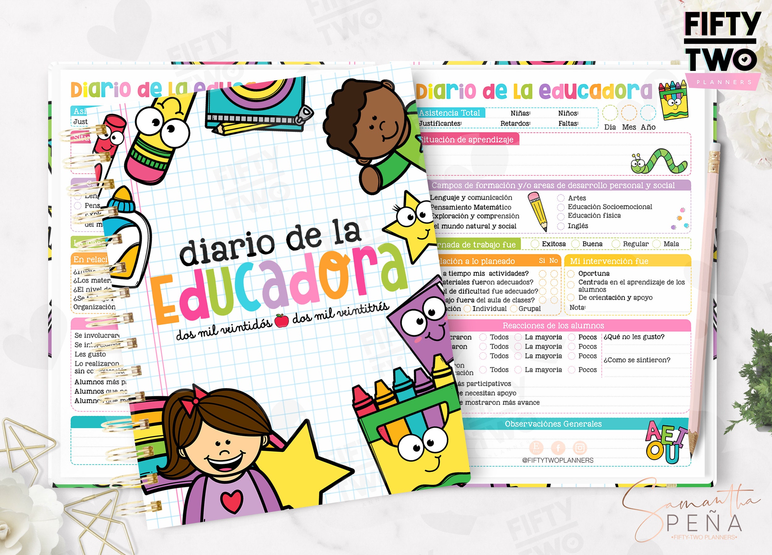 Diario de la educadora / Recursos para educadora / Imprimible - Etsy México