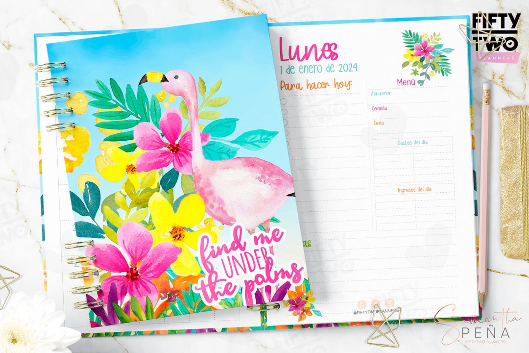 agenda-2024-printable-half-letter-tropical-flamingo-agenda-2024