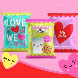16 Bolsa de papas fritas para el dia de san valentin, bolsas de regalo dia de san valentin imprimibles, bolsas de papas fritas, san valentin
