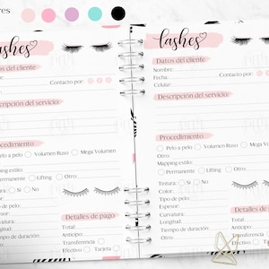 Lashista Format / tabs / printable / Printable Pdf / Instant Download / undated