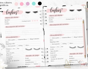 Lashista Format / tabs / printable / Printable Pdf / Instant Download / undated