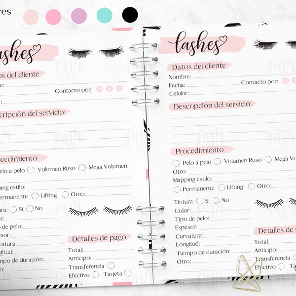 Lashista Format / tabs / printable / Printable Pdf / Instant Download / undated