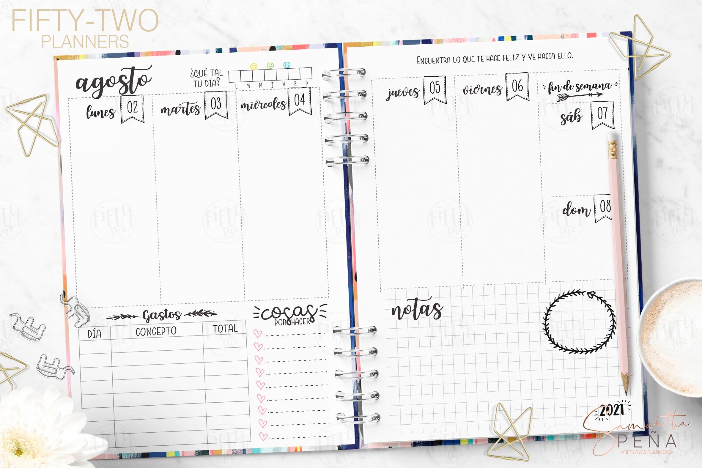 Agenda básica semanal 20212022 / IMPRIMIBLE / media carta / Etsy