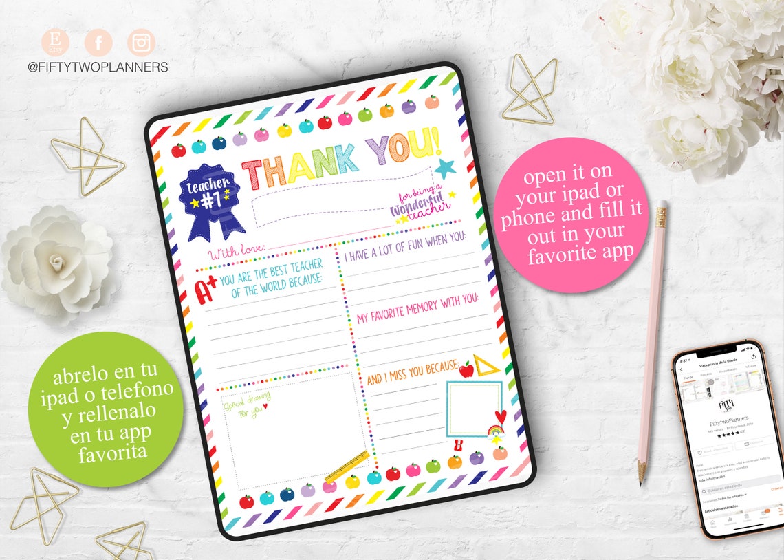 CARTA PARA MAESTRA / gracias maestra / regalo para maestra - Etsy España