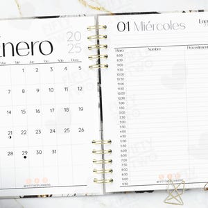 AGENDA DE TURNOS 2025  media carta / agenda 2025 en español  / agenda con horas / agenda para citas / 2025 / agenda en español / Calendarios