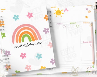 Agenda perpetua arcoíris /medio oficio / agenda perpetua / planeador imprimible /Pdf Imprimible / Descarga Instantanea / Agenda sin fechas
