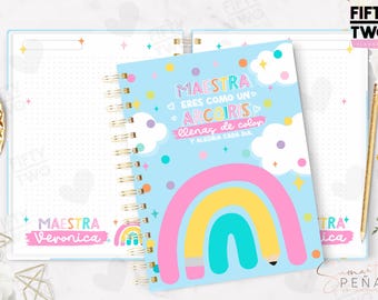 NUEVA COLECCION 10 LIBRETAS 2025 / libretas y cubiertas para maestra /  hojas imprimibles para maestra / Regalo dia del maestro imprimible
