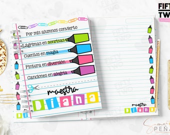 COLECCION 13 LIBRETAS 2023 / libretas y cubiertas para maestra /  hojas imprimibles para maestra / Regalo dia del maestro imprimible
