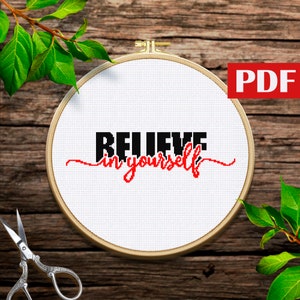 Credi in te stesso motivo punto croce Motivo citazioni motivazionali modello PDF Detti divertenti embrroidery Citazioni sarcastico modello Modello moderno