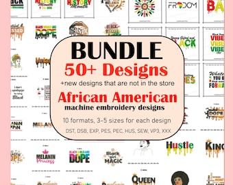 Mega paquete de bordado Diseño de bordado a máquina afroamericano Más de 50 diseños de bordado Amor melanina Bordado de mujer afroamericana