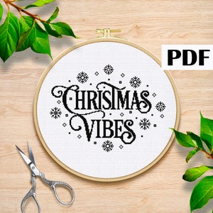 Merry Christmas cross stitch pattern Happy New Year pattern Christmas Vibes Christmas Nativity cross stitch Beginners counted cross stitch