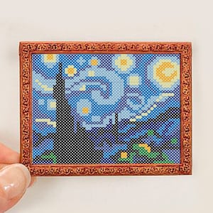 Mini cross stitch Modern cross stitch pattern "Tiny Van Gogh Starry Night" Van Gogh Counted Cross Stitch Miniature art cross stitch Artwork