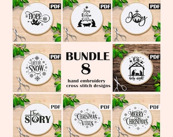 BUNDLE of Nativity cross stitch pattern Jesus baby Nativity scene silent night oh holy night Religious cross stitch PDF Christmas Nativity