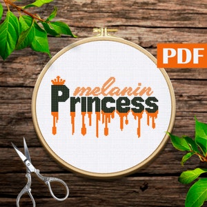 Princess cross stitch pattern  Melanin cross stitch pattern African american cross stitch pattern Black woman are dope Black lives matter