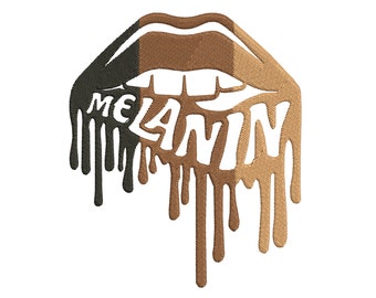 Melanin embroidery design Melanin in drip embroidery design Drop embroidery African American woman embroidery Black queen embroidery design