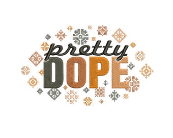 Pretty Dope machine bordado design Black machine embroidery design Historia negra Diseño de bordado Mujer afroamericana bordado
