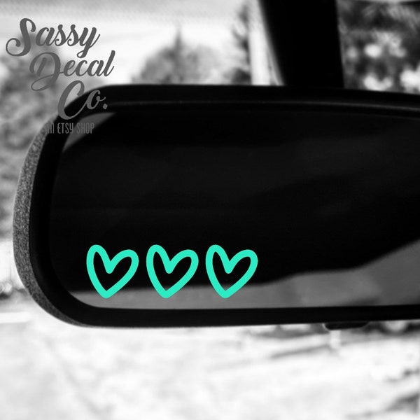 Three hearts rearview mirror vibes decal