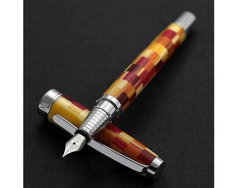 Xezo Urbanite Red Retro-style Serialized Medium Fountain Pen. No Two Alike and Handmade