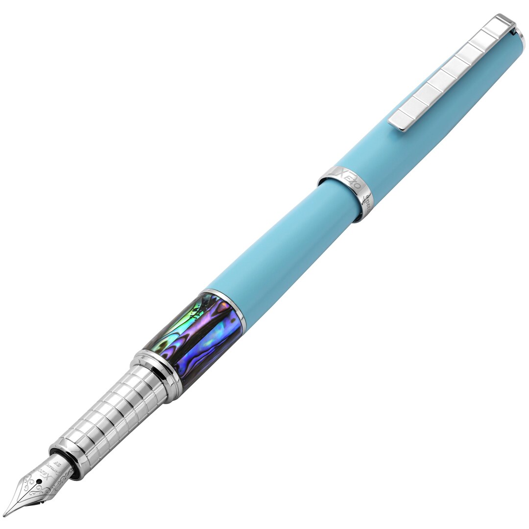 Xezo Speed Master Füllfederhalter – Mattweiß Mit Tahiti-Perlmutt, Extrafeine Feder