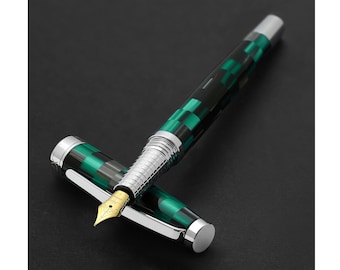 Xezo Urbanite II Retro-Style Serialized Medium Point Fountain Pen in Ocean Teal Color. No Two Alike