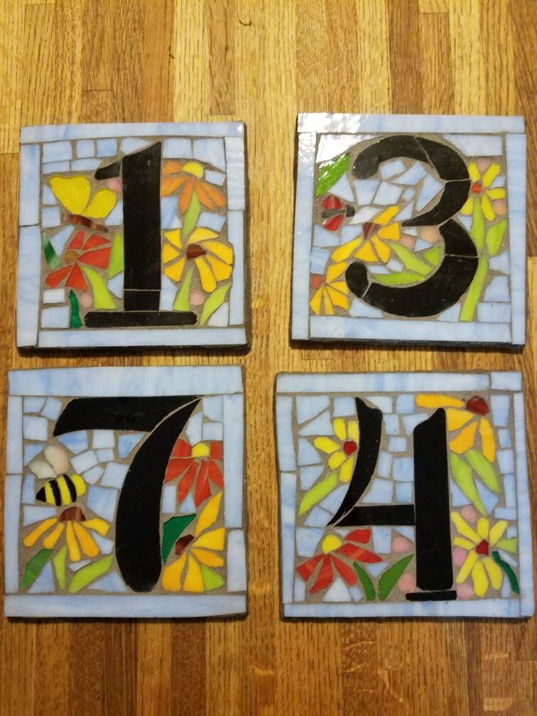 Individual Mosaic House Numbers 09. Etsy