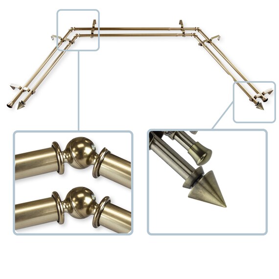 iSelect Home Decor 1316 inch Apex Adjustable Double Corner Window Curtain Rod