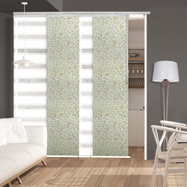 Macadamia/Camellia 4-Panel Single Rail Panel Track / Room Divider / Blinds 48"-88"W x 94"H, Panel width 23.5"