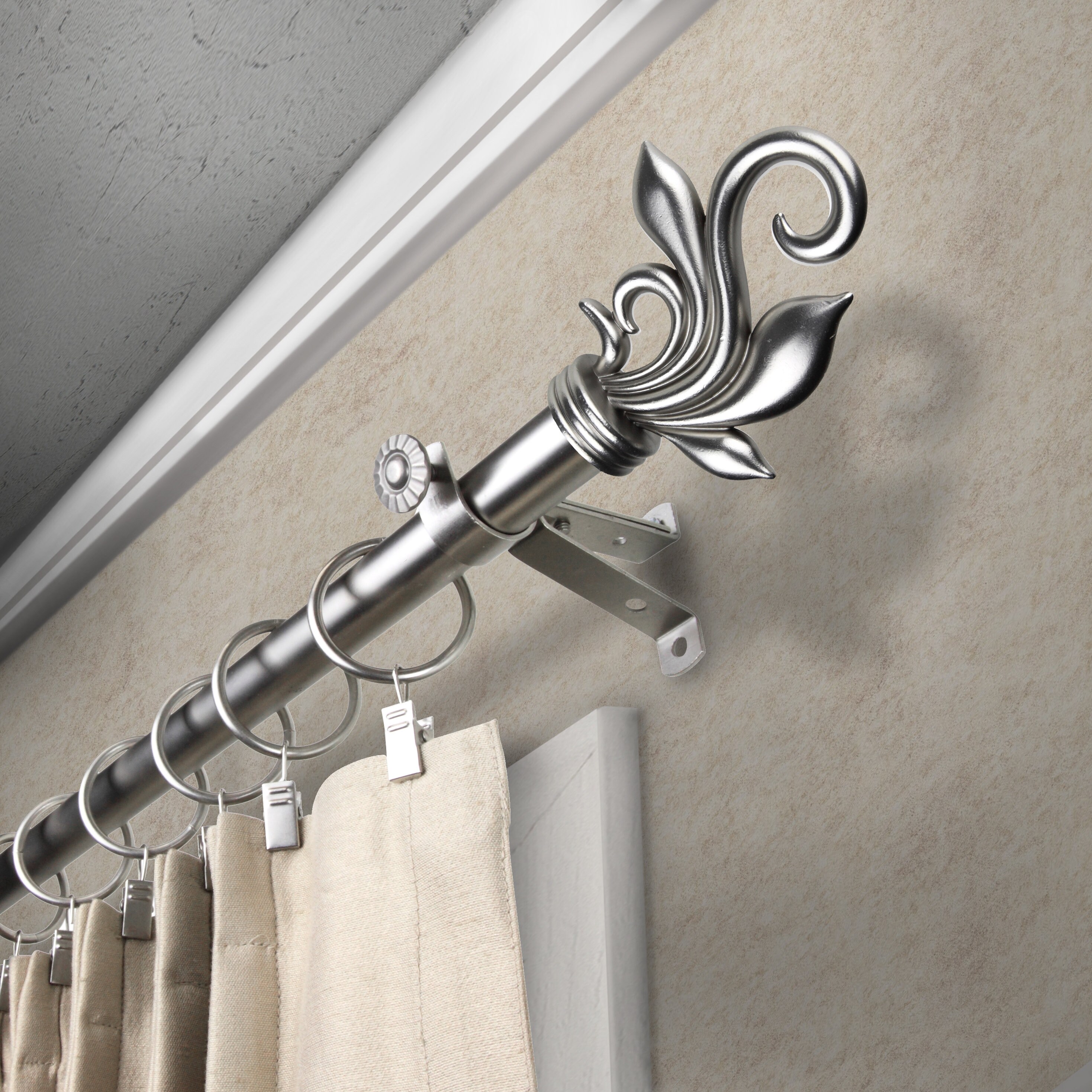 Rod Desyne Modern Bloom Single Curtain Rod and Hardware Set, Gold