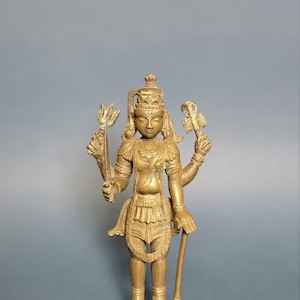Standing Shiva Statue with Trident, Mace, and Drum