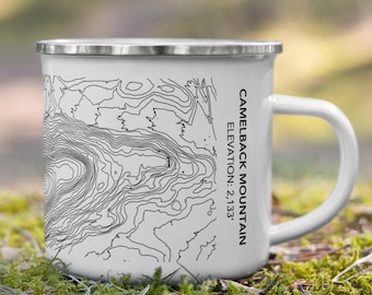 Camelback Mountain Tasse Elevation Topographie Karte | Camelback Ski Mountain Camping Becher für Skifahrer und Snowboarder | Große Pocono Poconos Karte