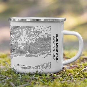 Blue Mountain Tasse Elevation Topographie Karte | Blue Mountain Ski Mountain Camping Becher für Skifahrer und Snowboarder Blue Mountain Ski Resort