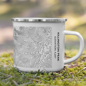 Killington Peak Tasse Elevation Topographie Karte | Killington Ski Mountain Camping Becher für Skifahrer und Snowboarder | Killington Ski Resort Karte