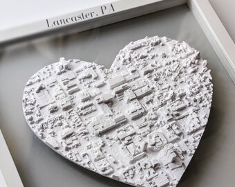 Wedding Anniversary Gift, 3D Location Map, Any City or Town Map, Custom 3D Map, Your Home Address, Newlywed Gifts, Wall Art Decor Gift
