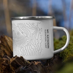 Mount Katahdin Tasse Elevation Topographie Linien | Mt Katahdin Camping Tasse | Becher für Wanderer, Kletterer Souvenir Geschenk Appalachian Trail Map