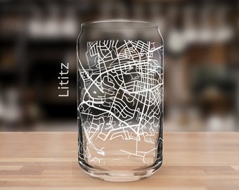 Lititz PA Road Map Drinking Glass | Lititz Pennsylvania Street Map Cup Souvenir | Beer Glass for people from Lititz PA Housewarming Gift