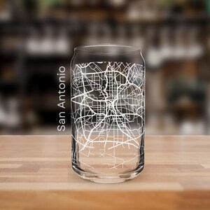 San Antonio Mapa Vaso para beber / San Antonio, TX Street Map Cup Souvenir / Vaso de cerveza para personas de San Antonio, Texas Housewarming Gift