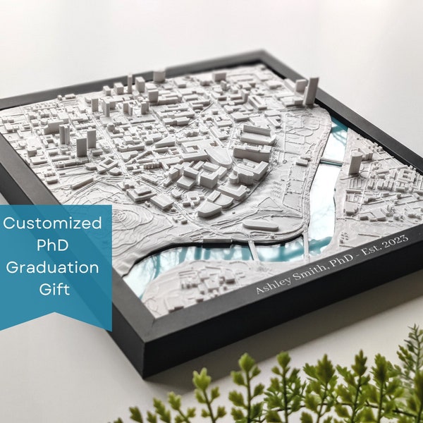 PhD Graduation Gift | 3D University Campus Map | Personalized Doctorate Grad Gift | Custom Any University | PHD Gift for Her and Him | 2024