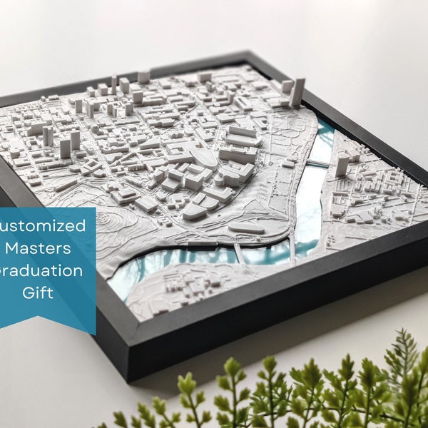 Masters Degree Graduation Gift | 3D University Campus Map | Personalized Masters Grad Gift | Custom | Masters Gift for Her and Him | 2024